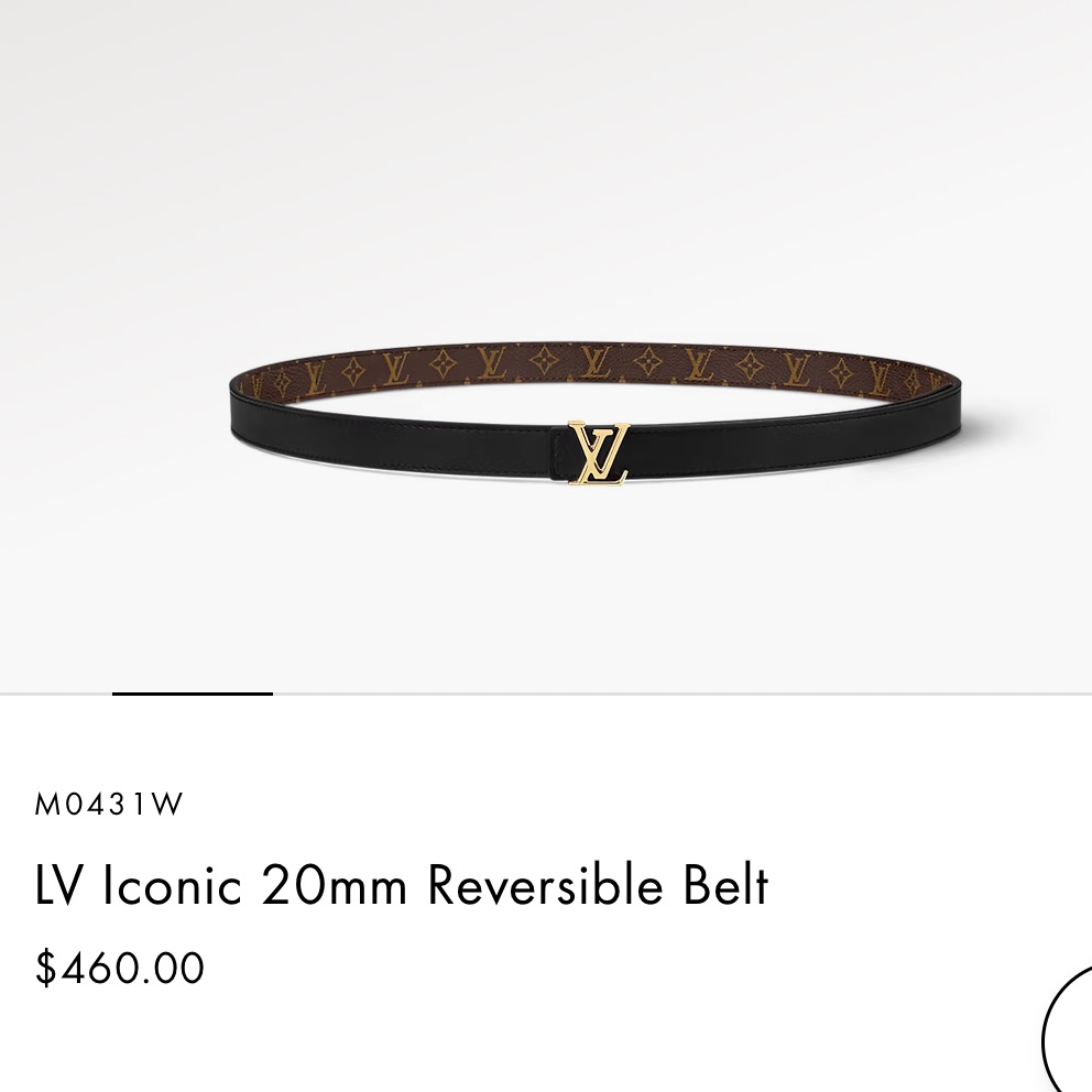 Lv Icon Reversible 20mm Reversible Belt